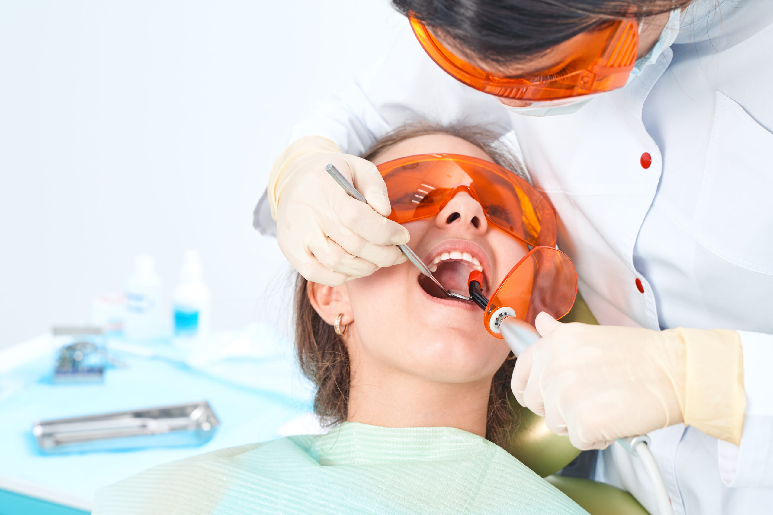 girl getting a dental filling